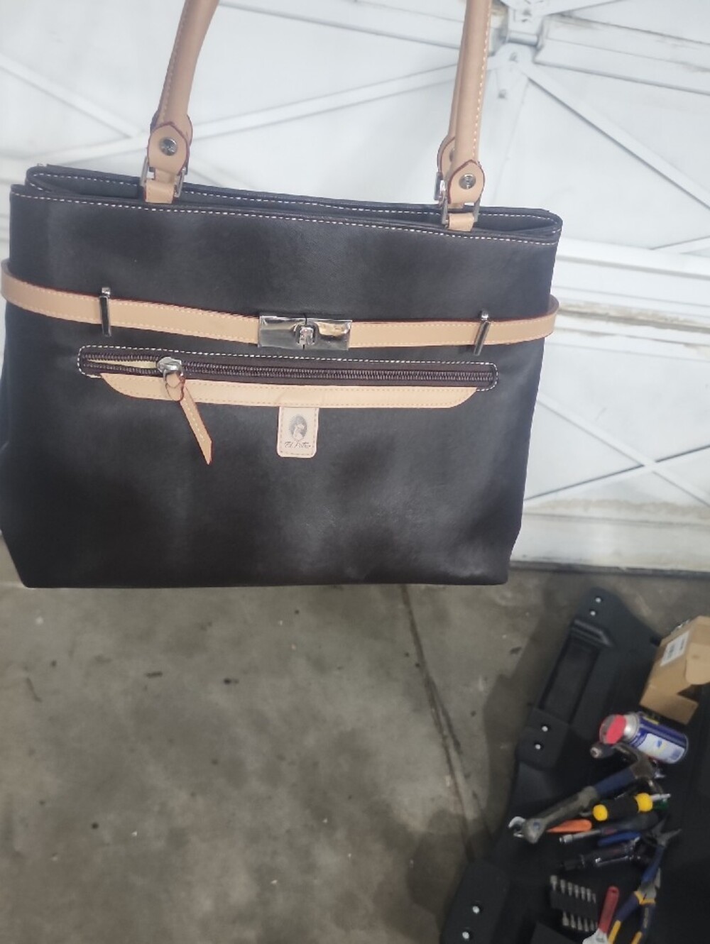 Classic Brown Tote with Beige Accents by - Picture 11 of 15